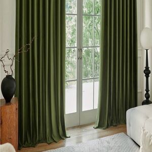 Set of 4 Velvet Olive panels!!! Beautiful room darkening curtains 52x96